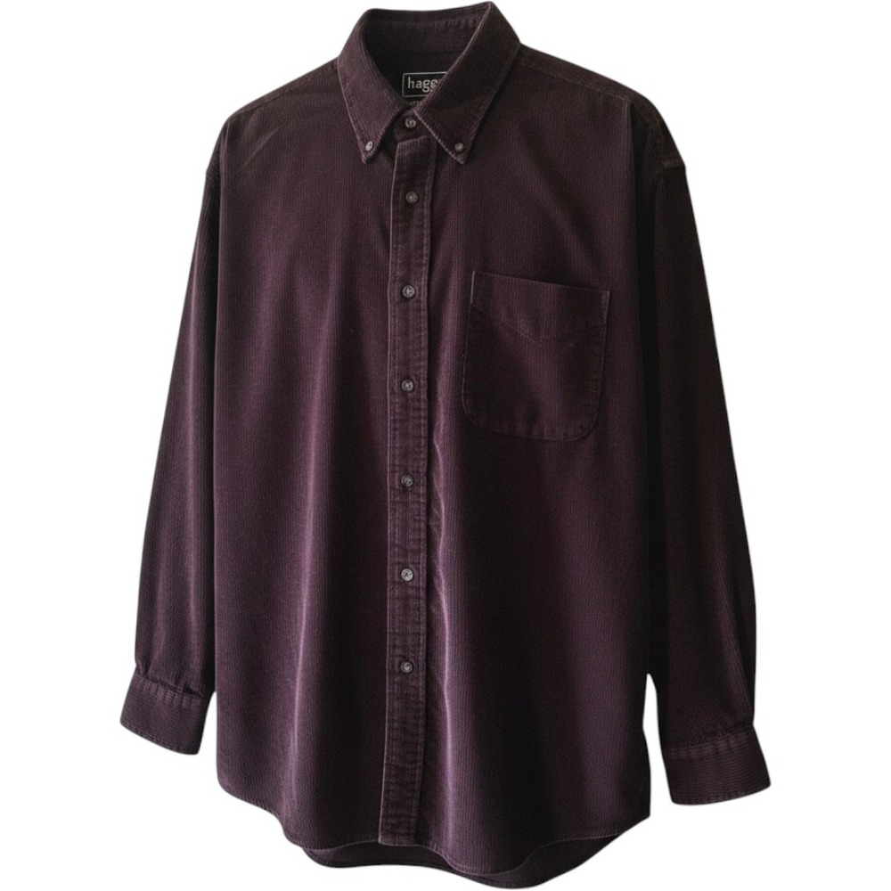Haggar Generations Mens XL Corduroy Button Down Shirt Purple Long Sleeve‎ Cotton